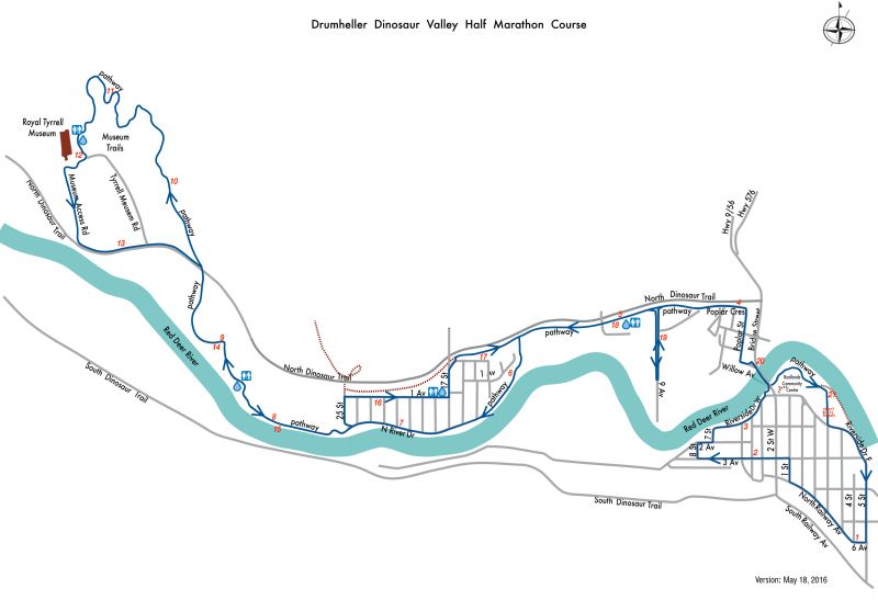 Drumheller Dinosaur Half Marathon Course Map