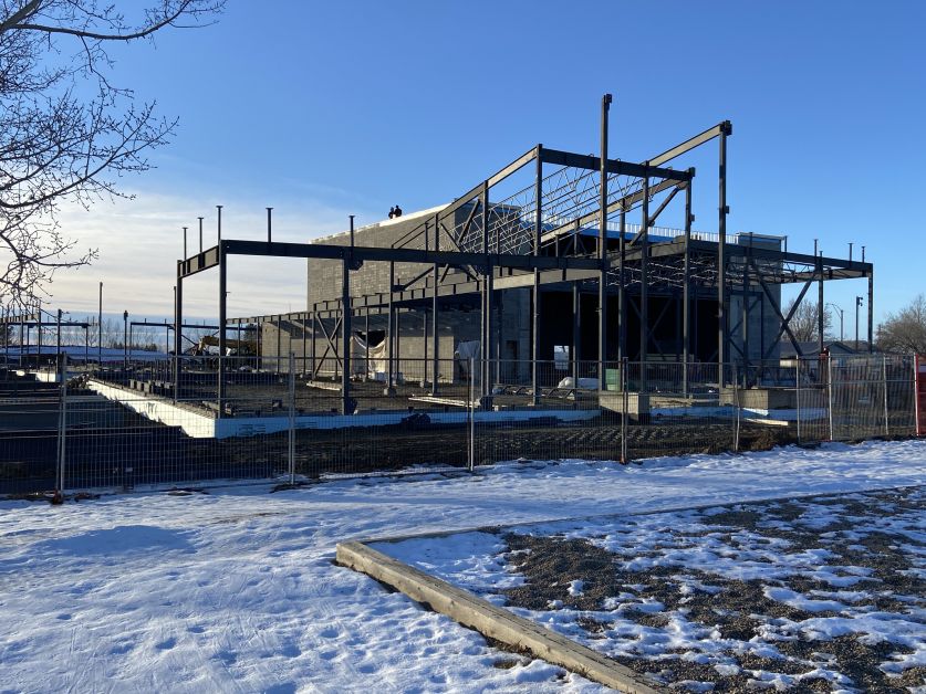 Steel framework for the new Delia School from December 2020.